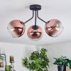 Koyoto ceiling light, globe light clear, coppery, 3-light sources