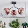 Koyoto ceiling light, globe light clear, coppery, 3-light sources