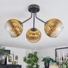 Koyoto ceiling light, globe light gold, clear, 3-light sources