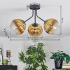 Koyoto ceiling light, globe light gold, clear, 3-light sources