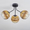 Koyoto ceiling light, globe light gold, clear, 3-light sources