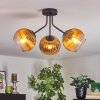Koyoto ceiling light, globe light gold, clear, 3-light sources