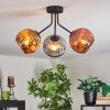Ripoll ceiling light, globe light gold, coppery, Smoke-coloured, 3-light sources