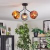 Ripoll ceiling light, globe light gold, coppery, Smoke-coloured, 3-light sources