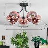 Koyoto ceiling light, globe light 52 cm clear, coppery, 5-light sources