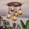 Chehalis ceiling light, globe light Amber, Smoke-coloured, 5-light sources