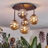 Chehalis ceiling light, globe light Amber, Smoke-coloured, 5-light sources