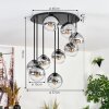 Gastor ceiling light, globe light clear, Smoke-coloured, 9-light sources