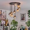 Gastor ceiling light, globe light Amber, clear, Smoke-coloured, 9-light sources