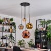 Ripoll hanging light, globe light, Cluster pendant lamp Amber, chrome, gold, coppery, Smoke-coloured, 4-light sources
