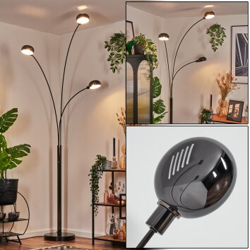Nikkala floor lamp chrome, black, 3-light sources