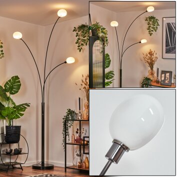 Nikkala floor lamp chrome, black, 3-light sources