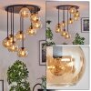 Koyoto ceiling light, globe light Amber, 9-light sources