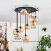 Koyoto ceiling light, globe light Amber, 9-light sources