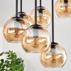 Koyoto ceiling light, globe light Amber, 9-light sources