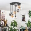 Gastor ceiling light, globe light Amber, clear, Smoke-coloured, 9-light sources