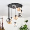 Gastor ceiling light, globe light Amber, clear, Smoke-coloured, 9-light sources