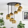 Koyoto ceiling light, globe light 57 cm gold, clear, 9-light sources
