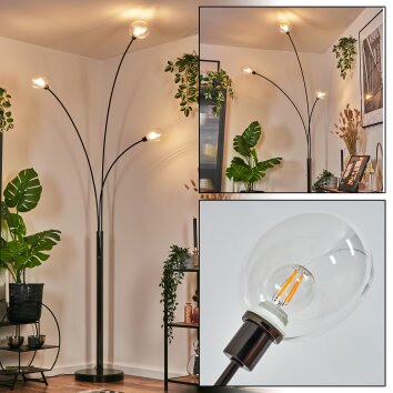Nikkala floor lamp chrome, black, 3-light sources