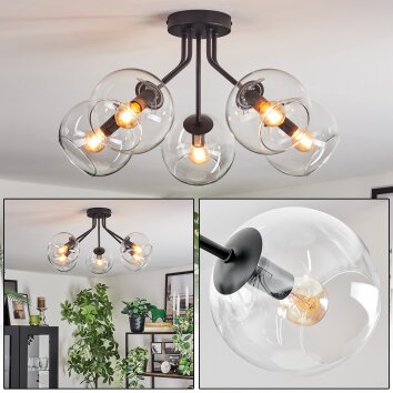 Koyoto ceiling light, globe light 52 cm clear, 5-light sources