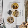 Ripoll globe light, wall light gold, black, 3-light sources