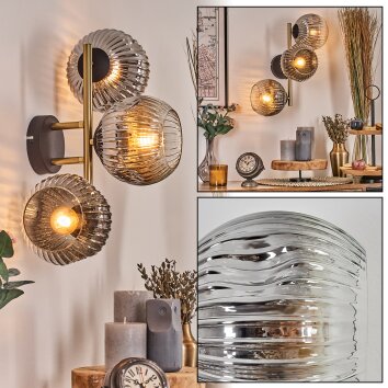 Ripoll globe light, wall light gold, black, 3-light sources