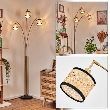 Ramila floor lamp brass, black, 3-light sources