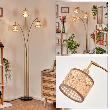 Barcos floor lamp brass, black, 3-light sources