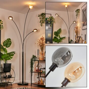 Nikkala floor lamp chrome, black, 3-light sources