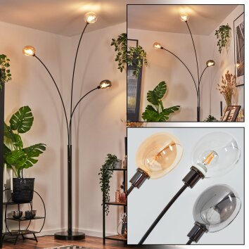 Nikkala floor lamp chrome, black, 3-light sources