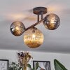 Chehalis ceiling light, globe light Amber, chrome, Smoke-coloured, 3-light sources