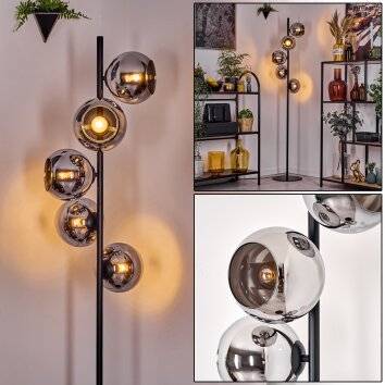 Koyoto floor lamp 31 cm chrome, Smoke-coloured, 5-light sources
