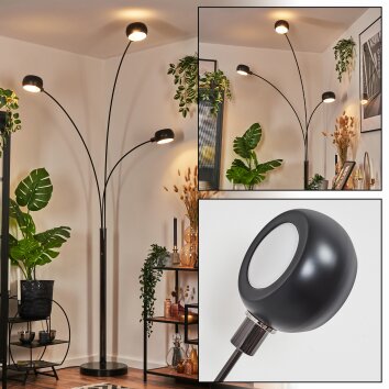 Nikkala floor lamp chrome, black, 3-light sources