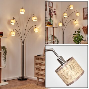 Sabadim floor lamp matt nickel, black, 5-light sources
