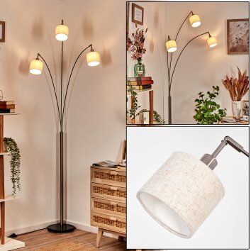 Bassagoda floor lamp matt nickel, black, 3-light sources