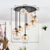 Gastor ceiling light, globe light 57 cm Amber, clear, 9-light sources