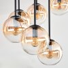 Gastor ceiling light, globe light 57 cm Amber, clear, 9-light sources