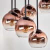 Koyoto ceiling light, globe light 57 cm clear, coppery, 9-light sources