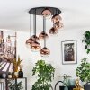 Koyoto ceiling light, globe light 57 cm clear, coppery, 9-light sources