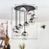 Gastor ceiling light, globe light 57 cm chrome, clear, Smoke-coloured, 9-light sources
