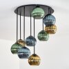 Koyoto ceiling light, globe light 57 cm blue, gold, green, 9-light sources