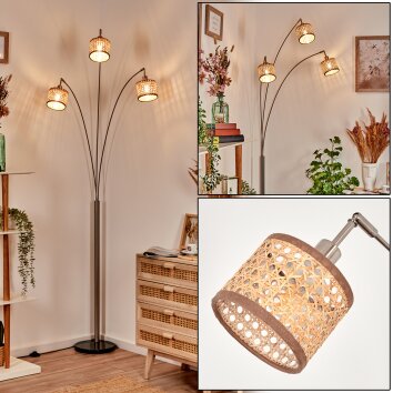 Barcos floor lamp matt nickel, black, 3-light sources