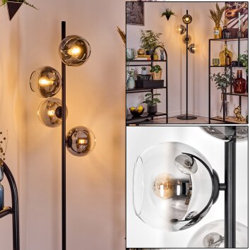 Koyoto floor lamp chrome, clear, Smoke-coloured, 4-light sources