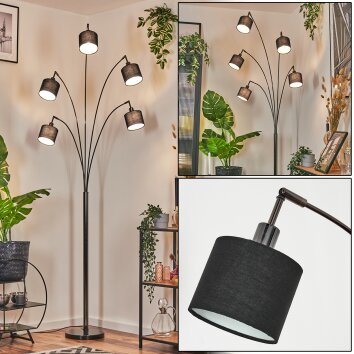 Bassagoda floor lamp chrome, black, 5-light sources