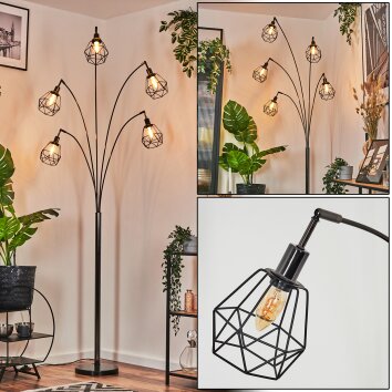 Yaak floor lamp chrome, black, 5-light sources