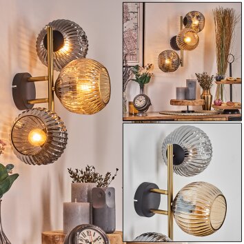 Ripoll globe light, wall light gold, black, 3-light sources