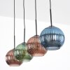 Koyoto hanging light, globe light, pendant light blue, green, coppery, 4-light sources