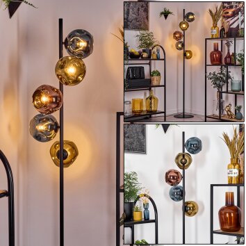 Ripoll floor lamp blue, gold, coppery, 5-light sources