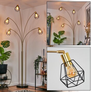 Yaak floor lamp brass, black, 5-light sources