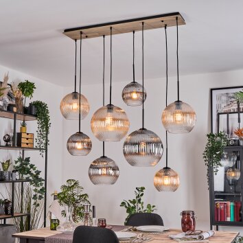 Koyoto hanging light, globe light, pendant light Ecru, black, 8-light sources